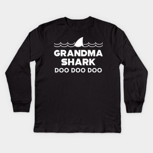 Grandma Shark doo doo doo Kids Long Sleeve T-Shirt